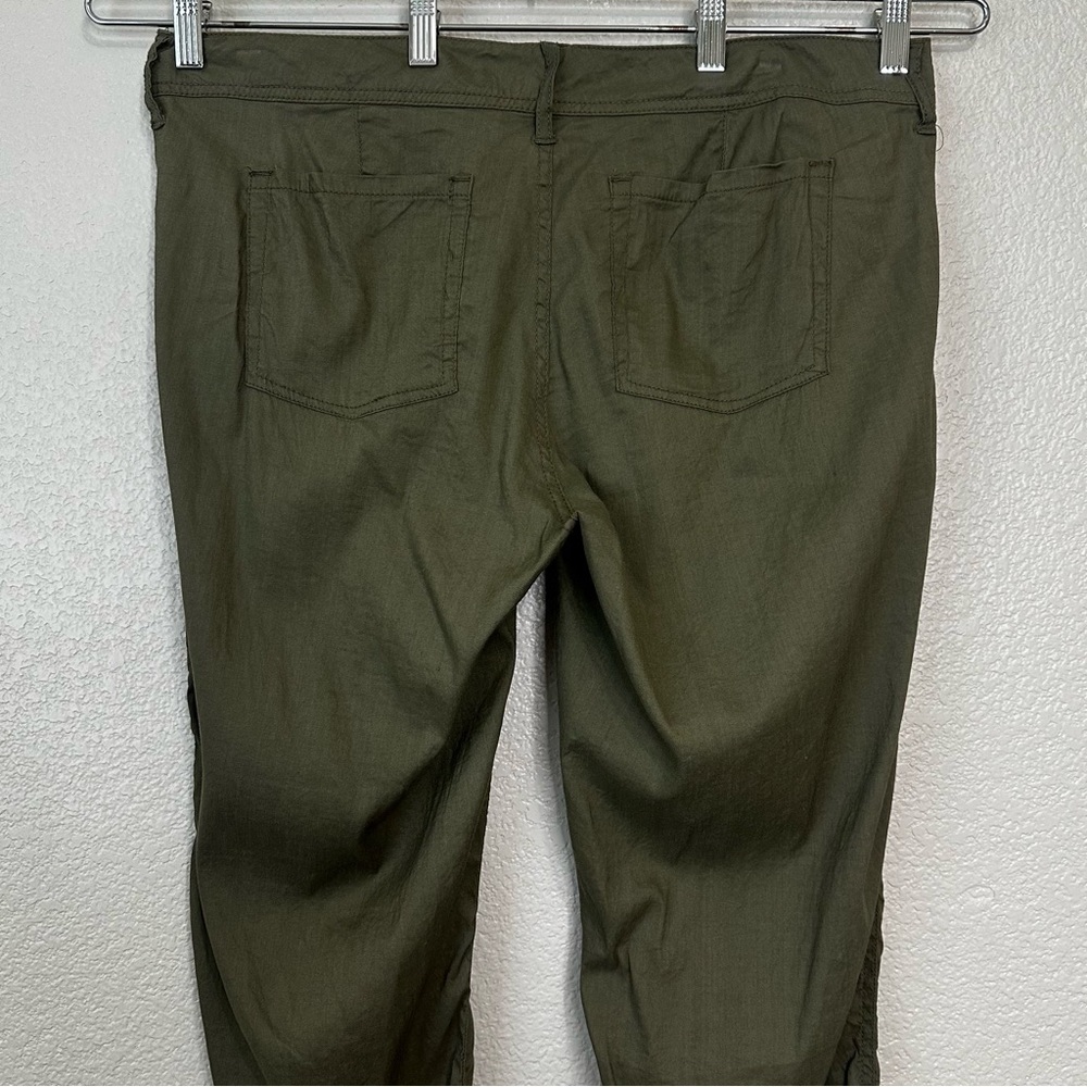 GAP Linen Blend Hadley Stretch Olive Green Capri Women's Pants, 14 - Picture 6 of 11